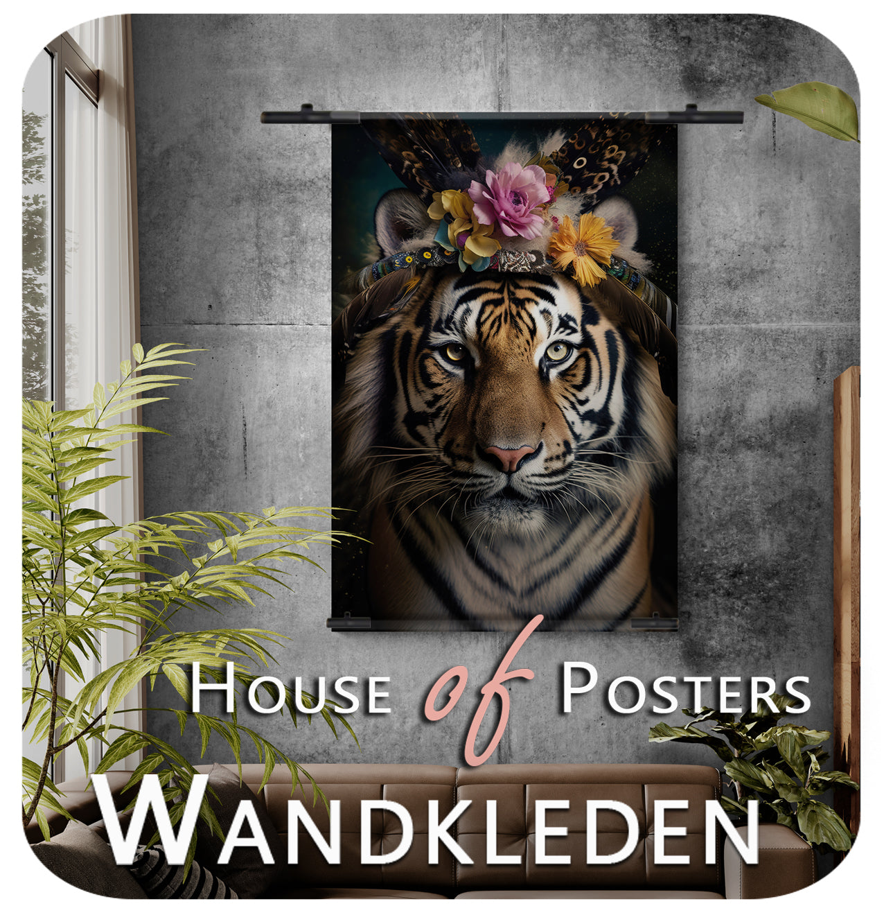 wandkleed industrieel met tijger
