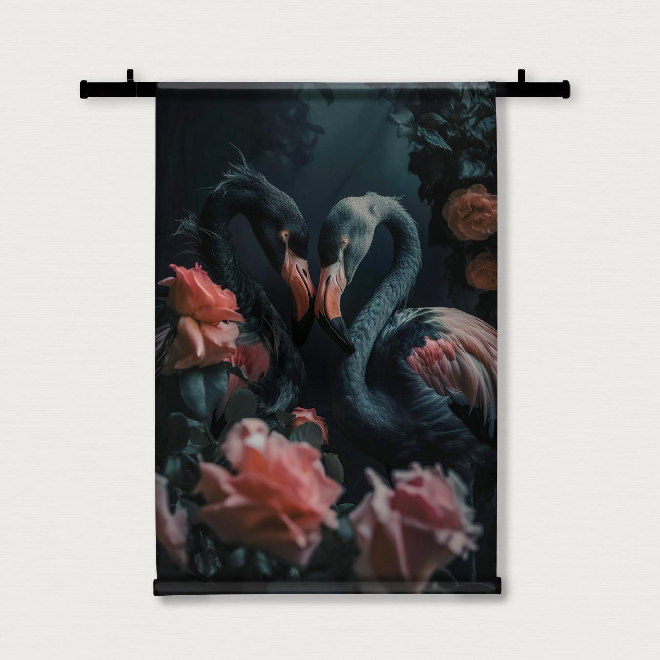 Zwarte Flamingo's · Wandkleed-Wandkleed-House of Posters-House of Posters