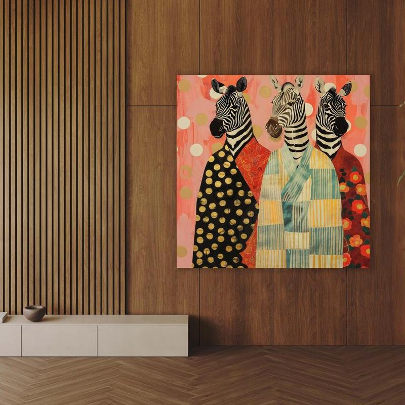 Schilderij zebra's in kimono