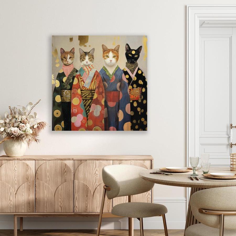Schilderij katten in kimono