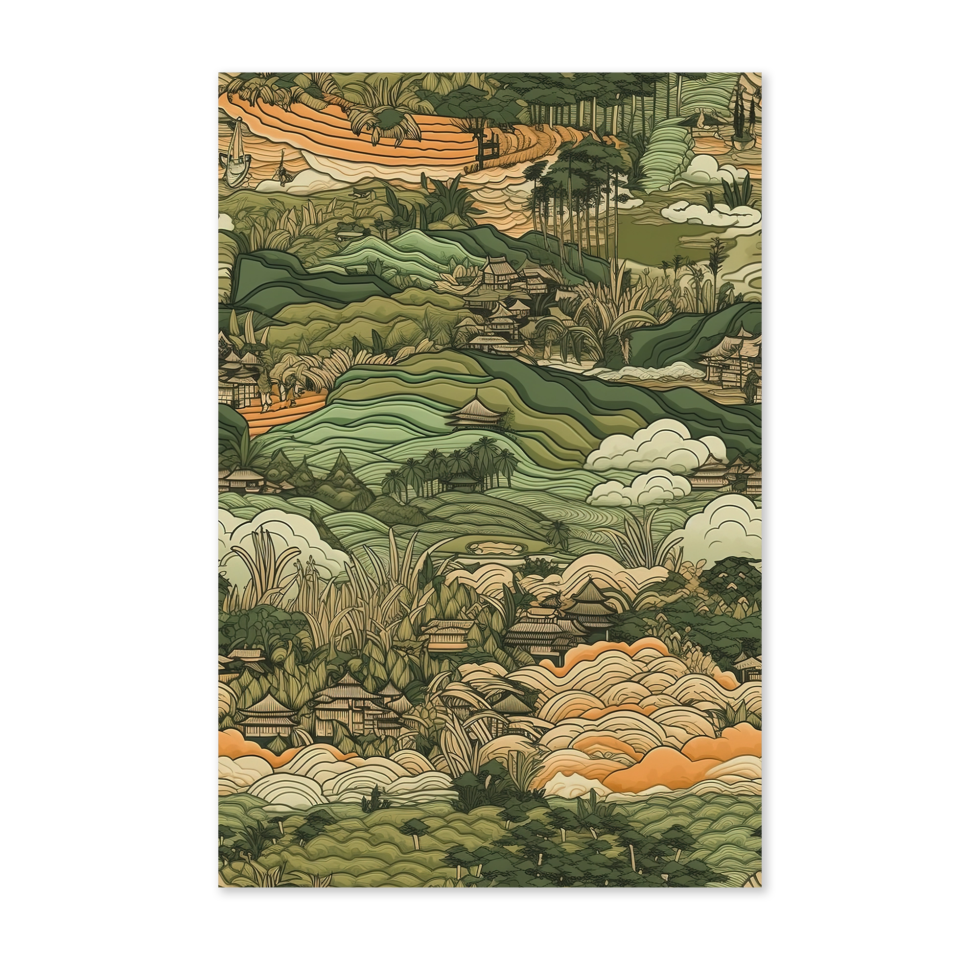 Aziatisch landschap wanddecoratie