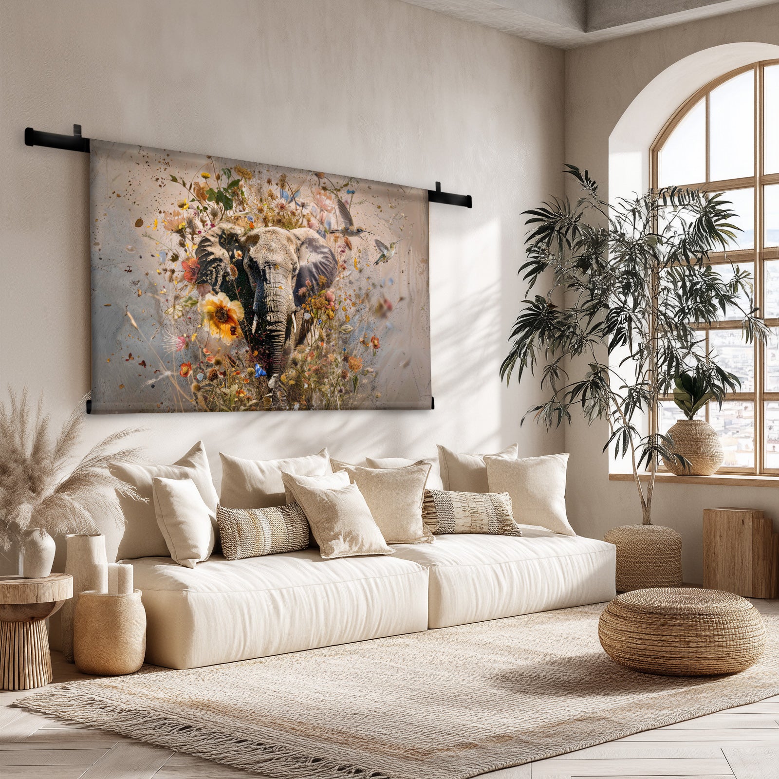 Bloemen olifant · Wandkleed