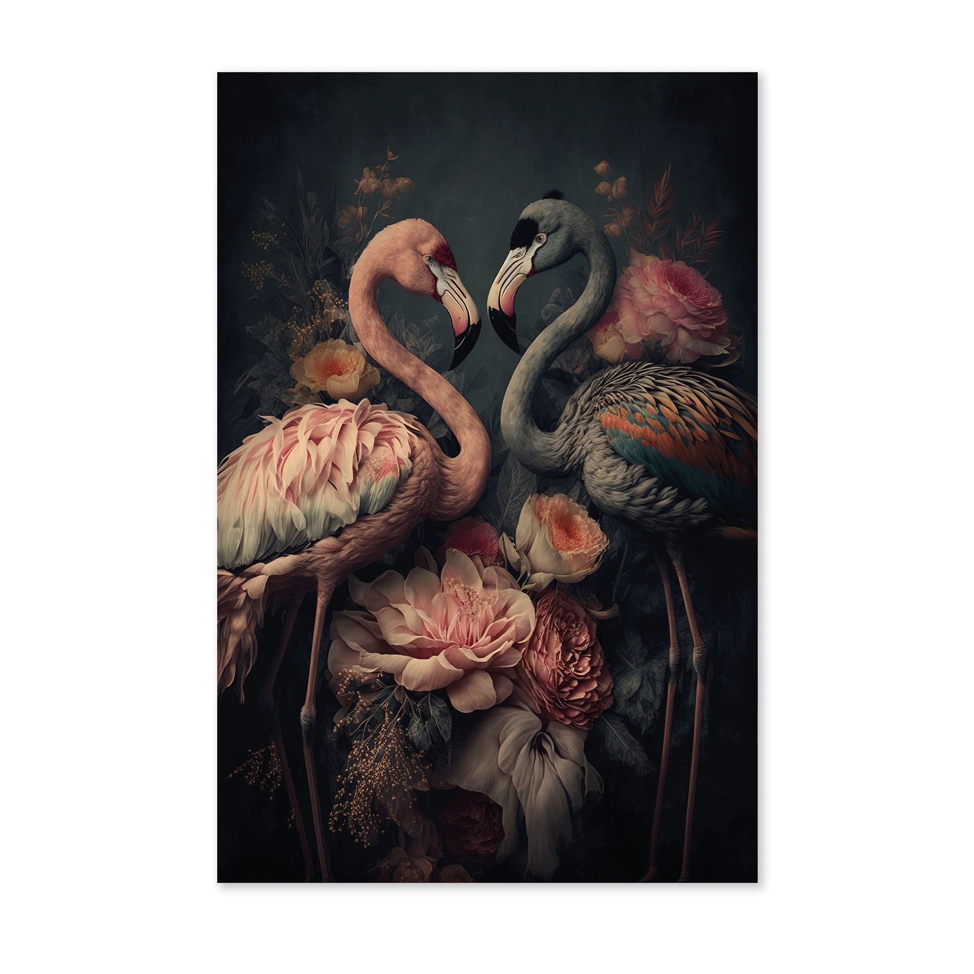 Bloemen Flamingo's wanddecoratie