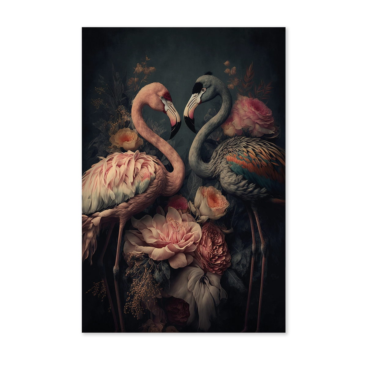 Bloemen Flamingo's wanddecoratie