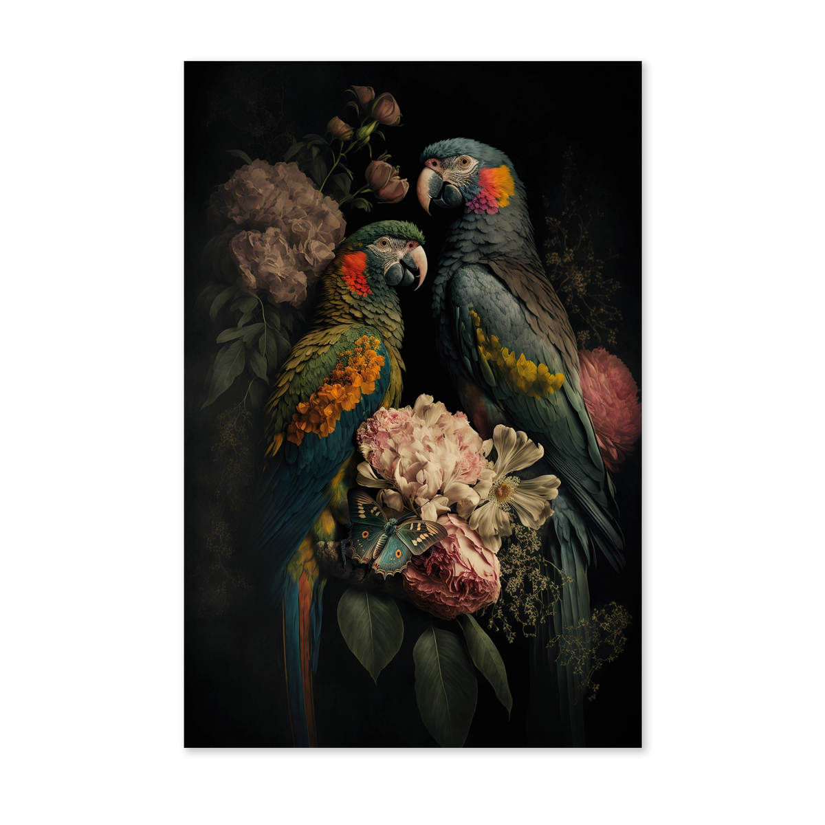 Bloemen Papegaaien 2 wanddecoratie