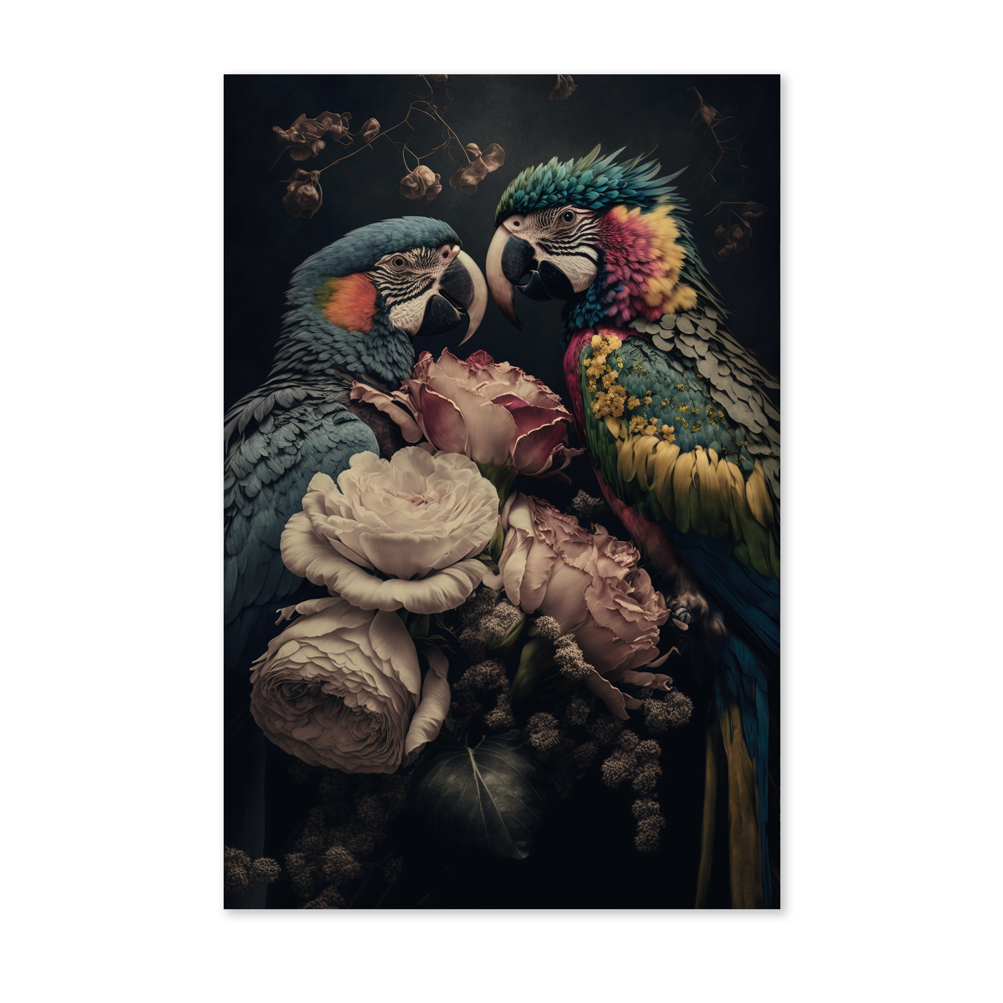 Bloemen Papegaaien wanddecoratie