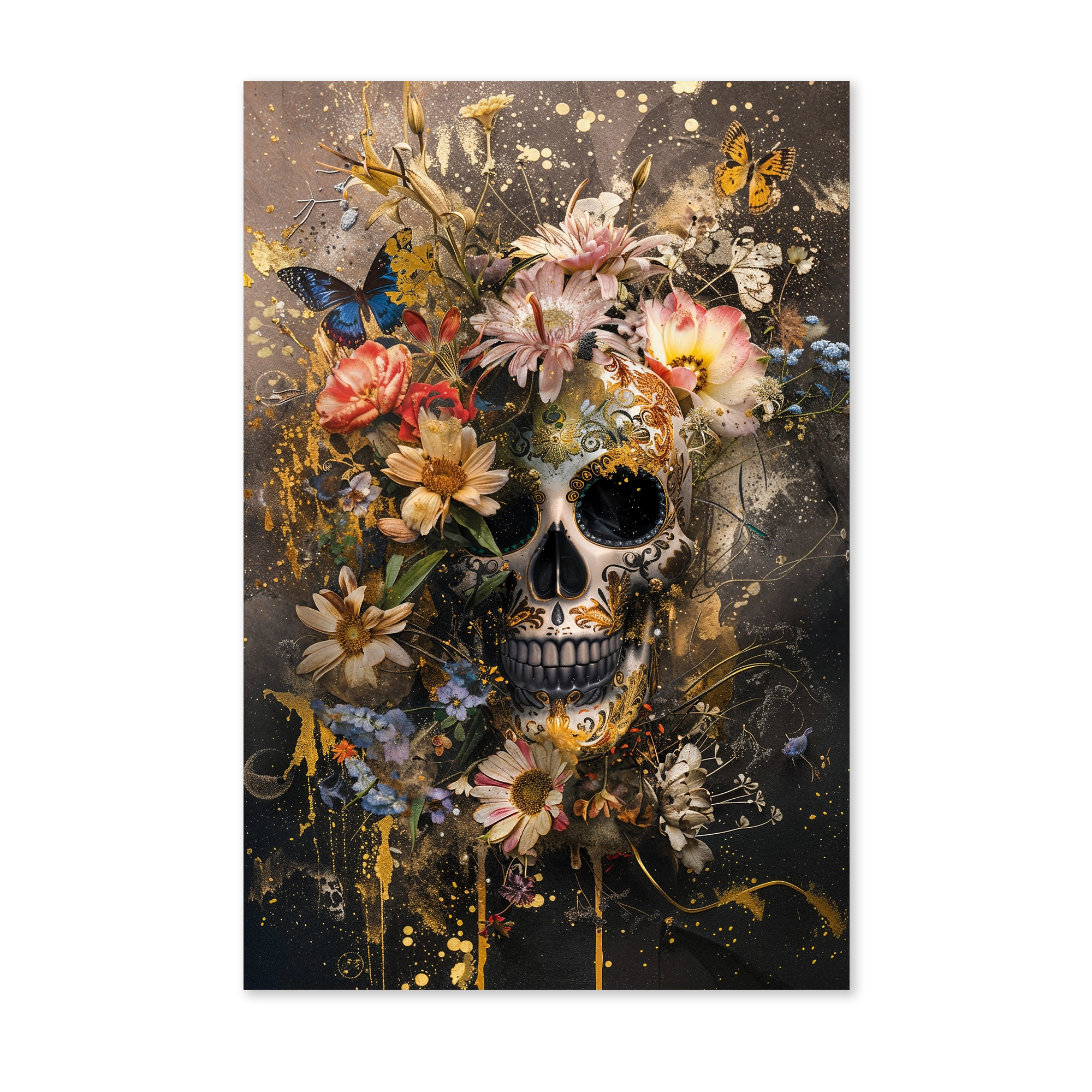 Bloemen schedel wanddecoratie