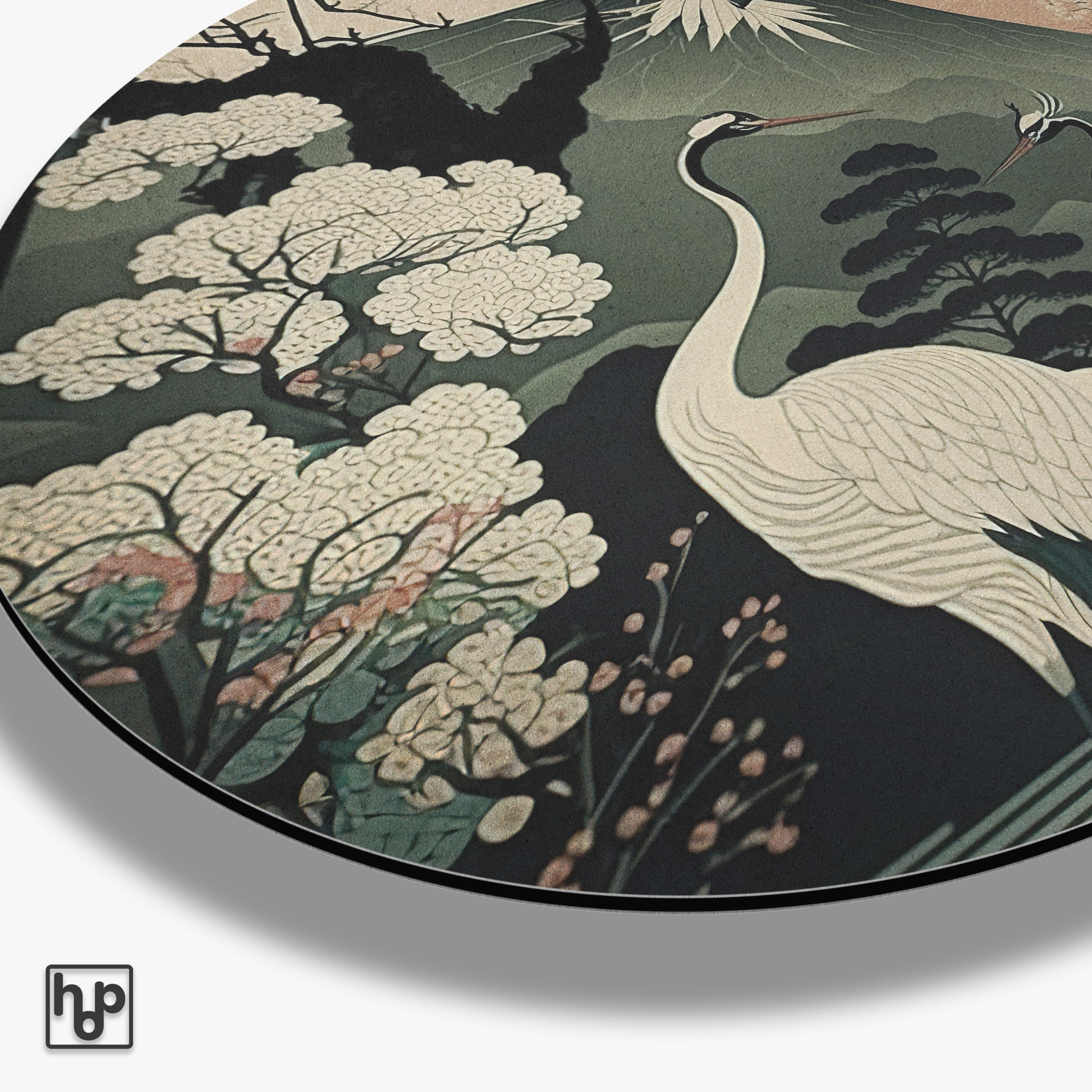 Japanse kraanvogels 4 · Muurcirkel · Aluminium