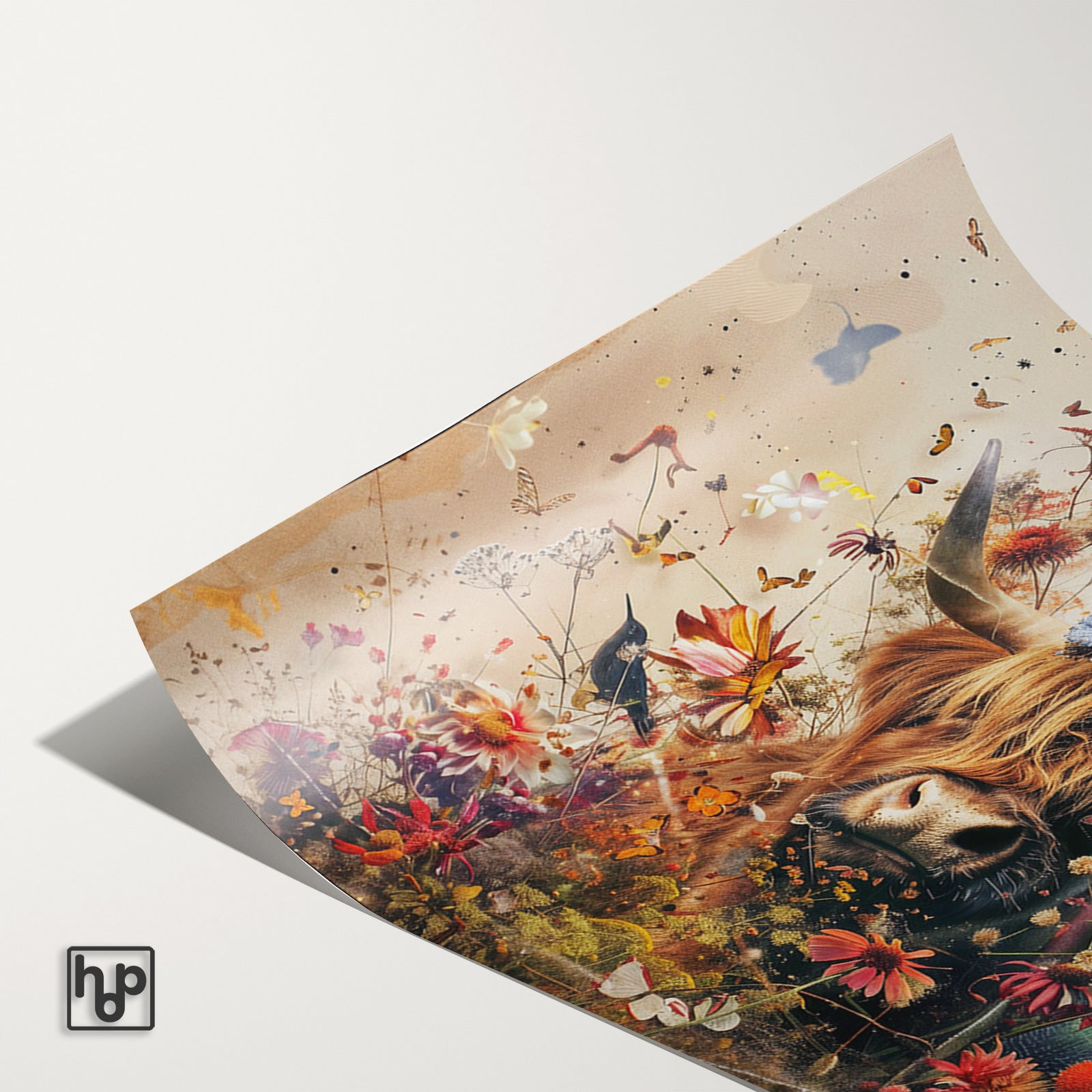 Bloemen Schotse hooglander 2 · Papier