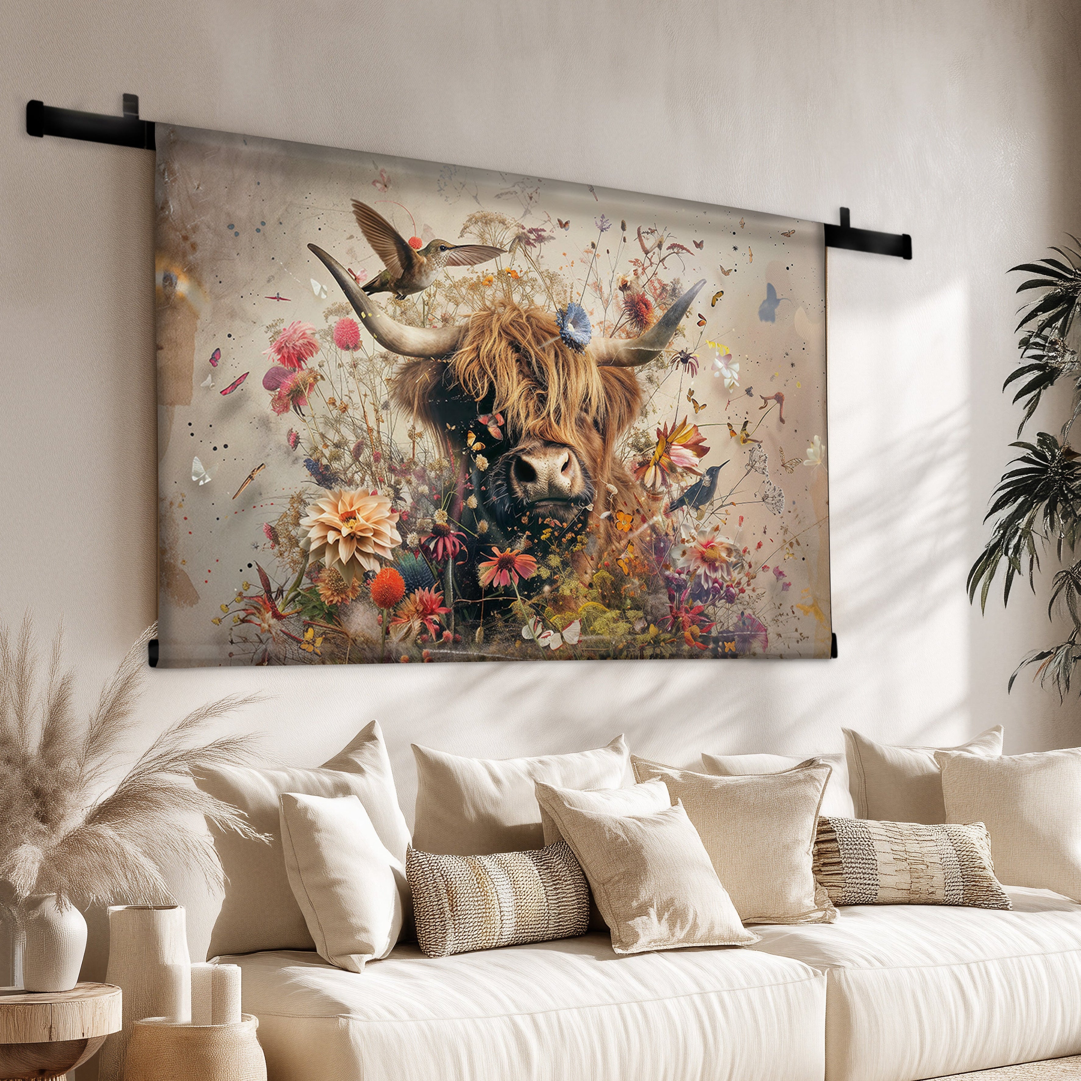 wandkleed met hooglander