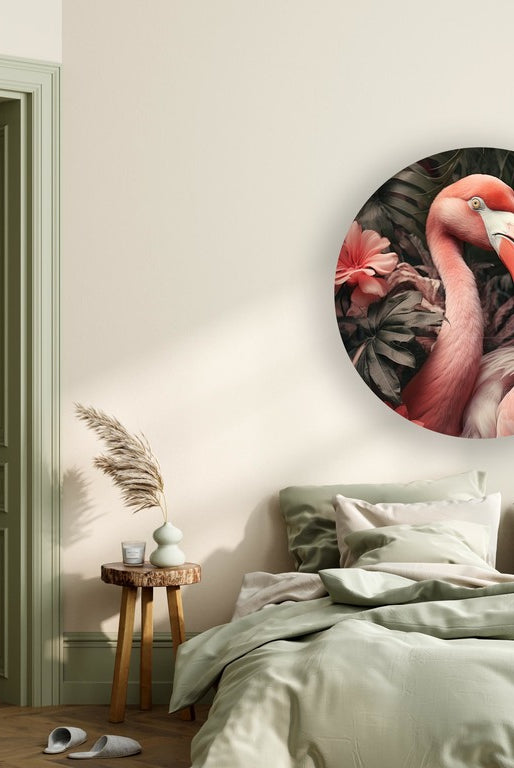 flamingo poster muurcirkel