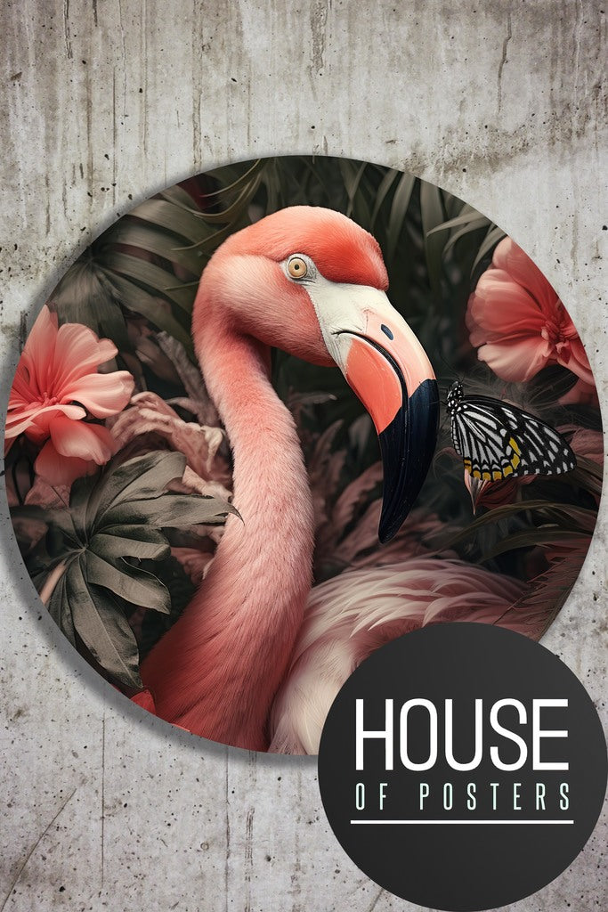 flamingo poster muurcirkel