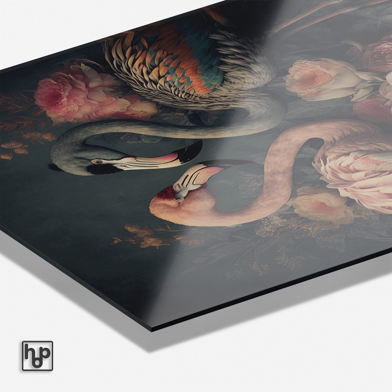 Bloemen Flamingo's · Plexiglas