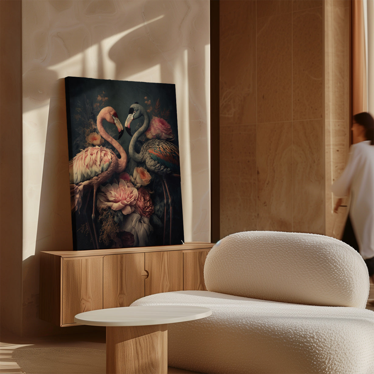 Bloemen Flamingo's · Canvas