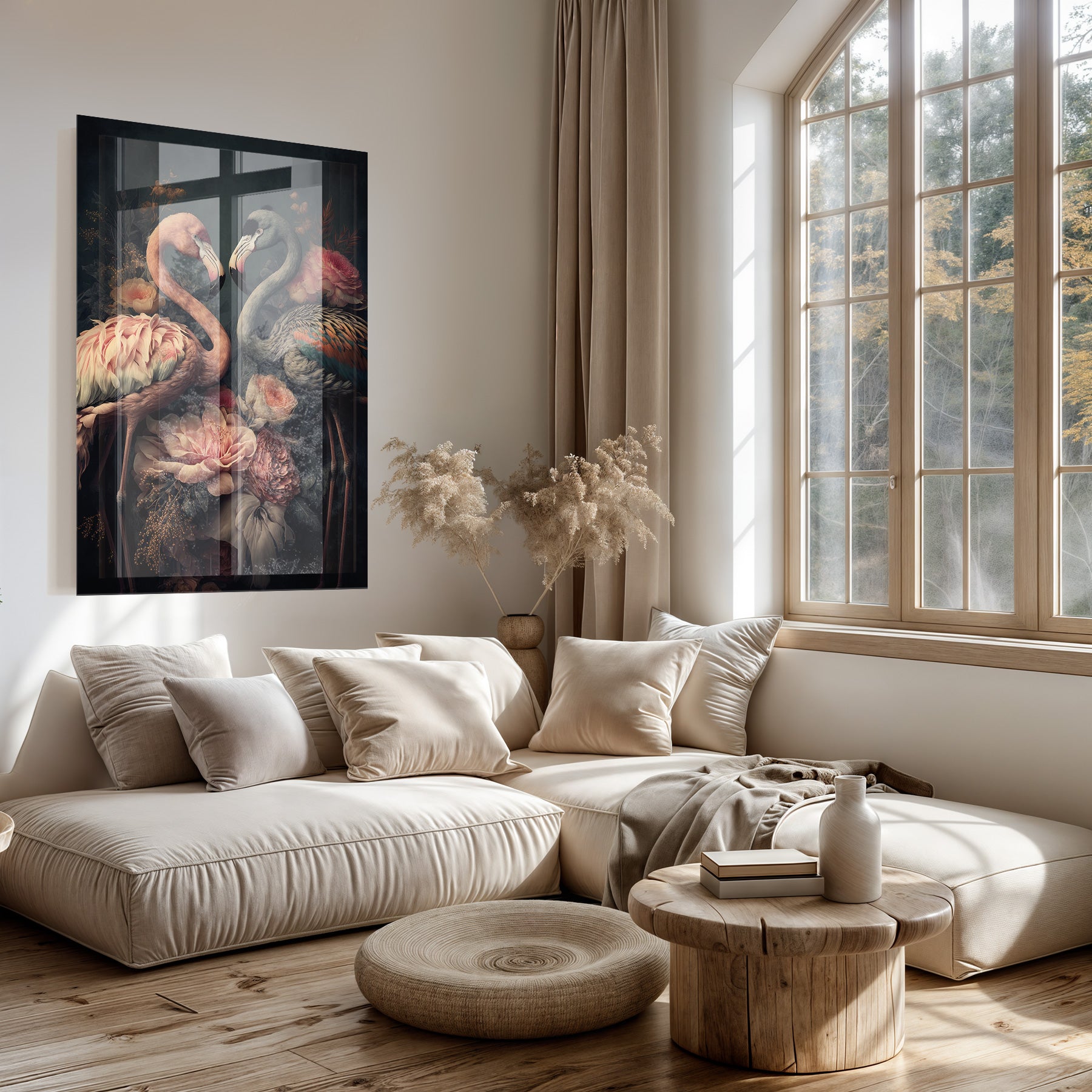 Bloemen Flamingo's · Plexiglas