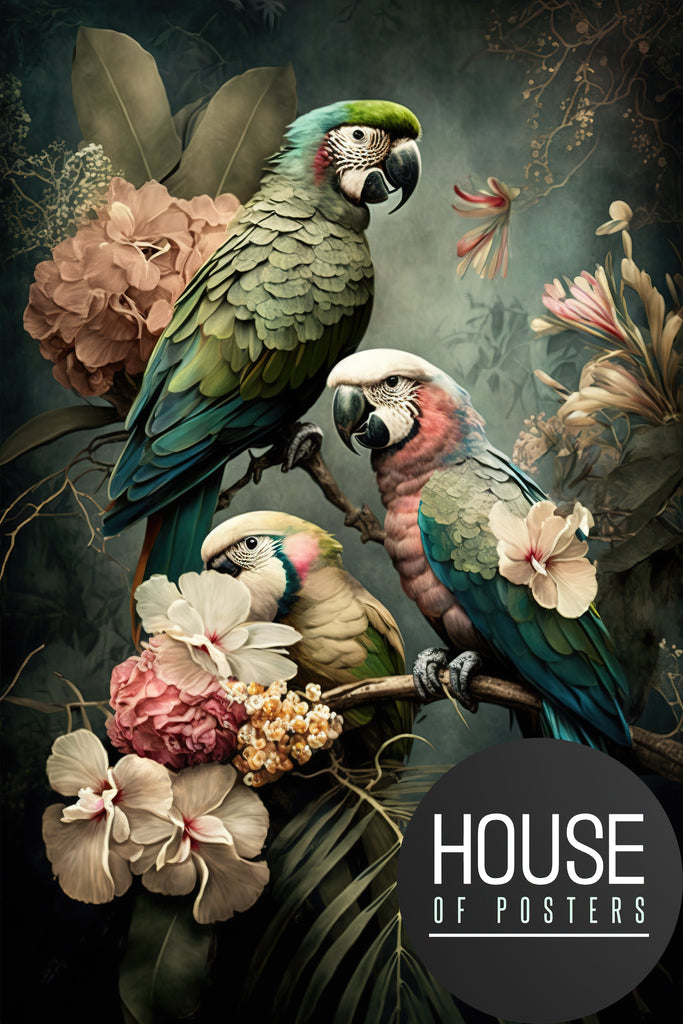 Floral Parrots 3 | Behang