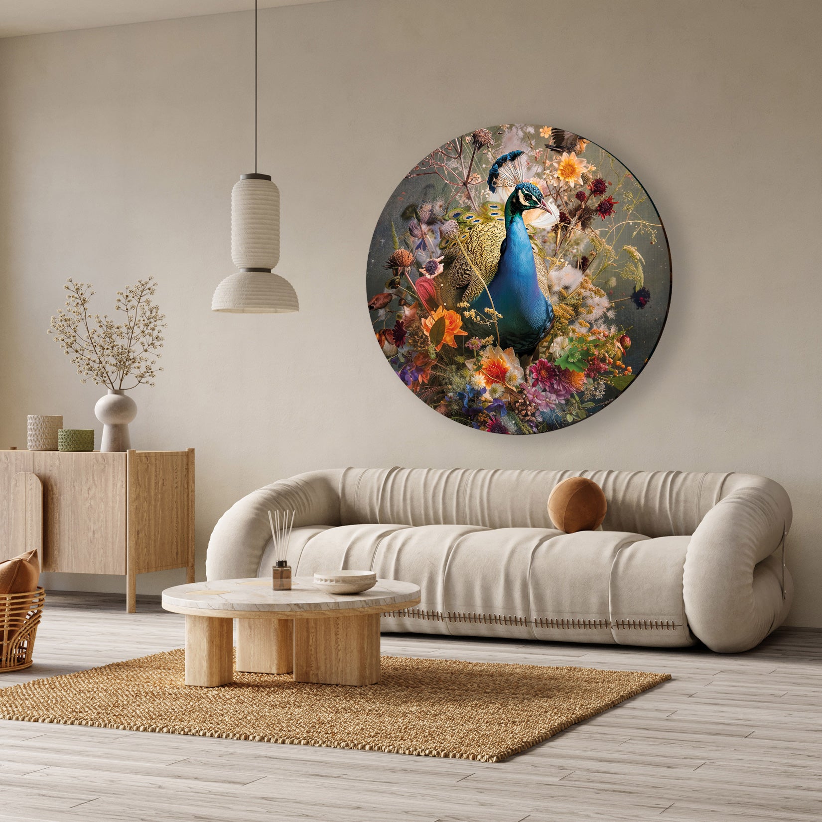 Bloemen Pauw · Muurcirkel · Aluminium