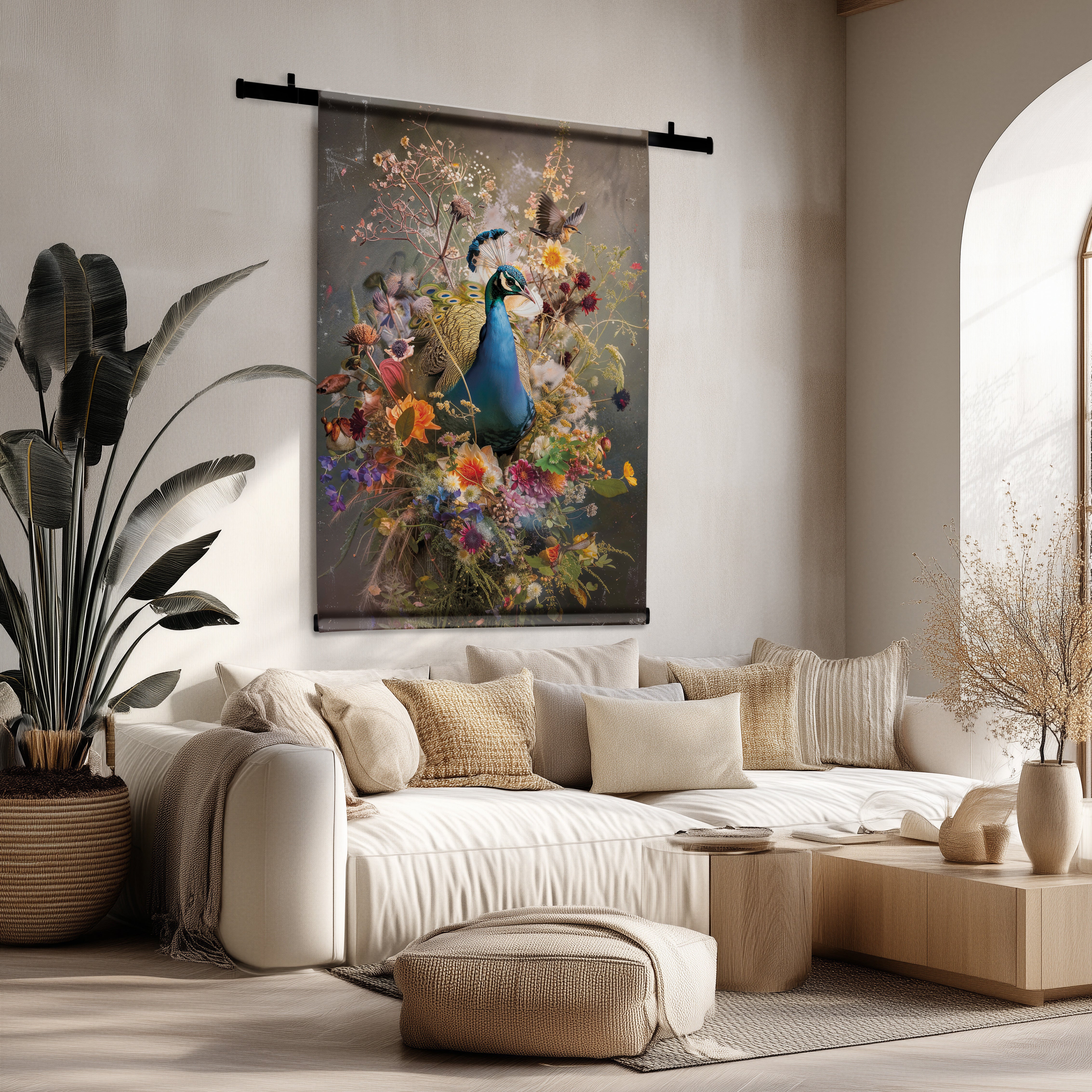 Bloemen Pauw · Wandkleed