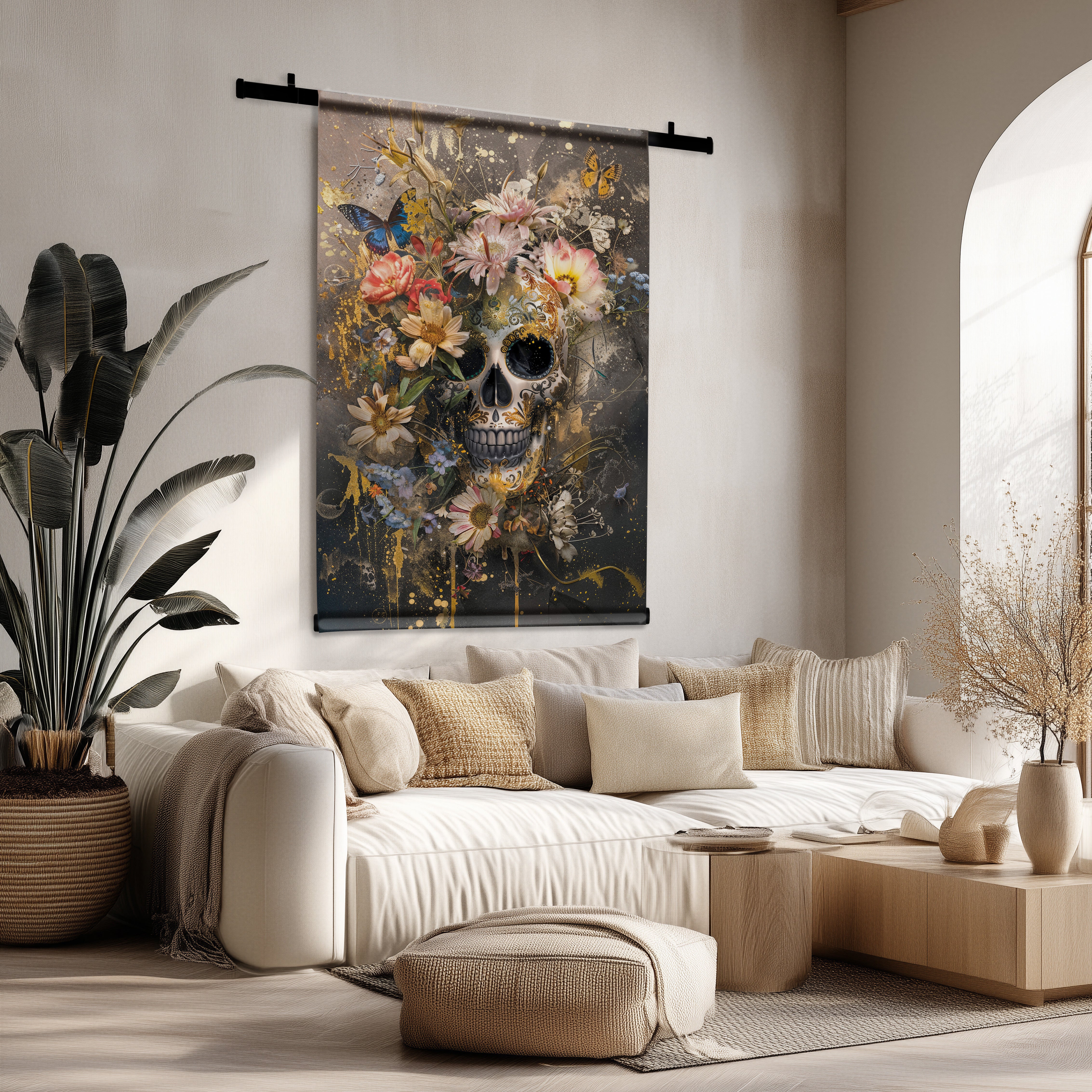 Bloemen schedel · Wandkleed