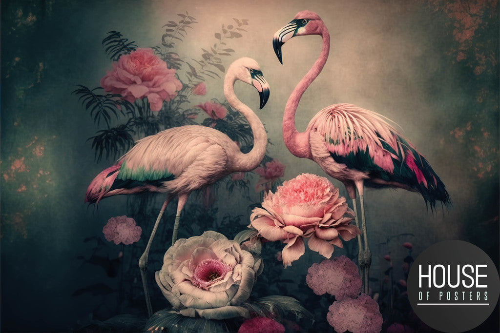 Flamingo's landscape wanddecoratie