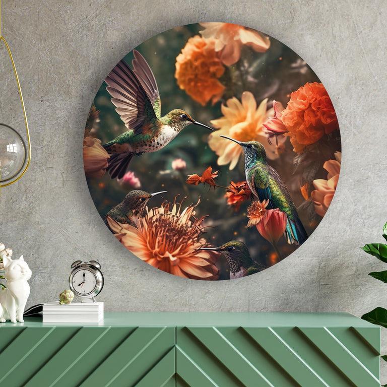 Muurcirkel hummingbirds wandcirkel botanisch woonkamer