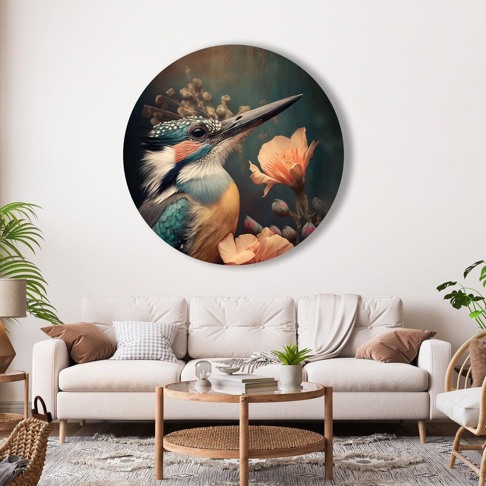 Muurcirkel kingfisher wandcirkel botanisch woonkamer