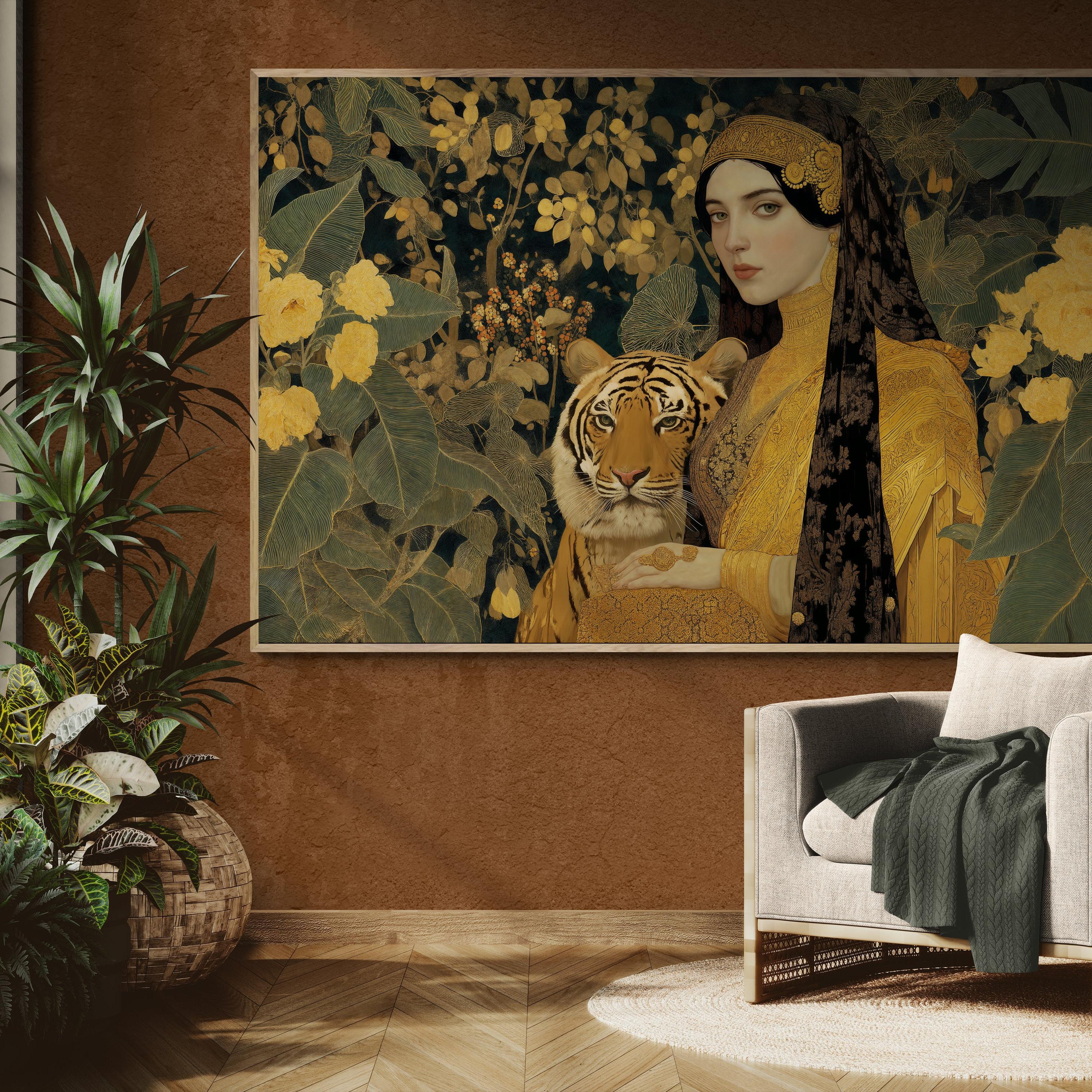 Kunstwerk met vrouw woonkamer