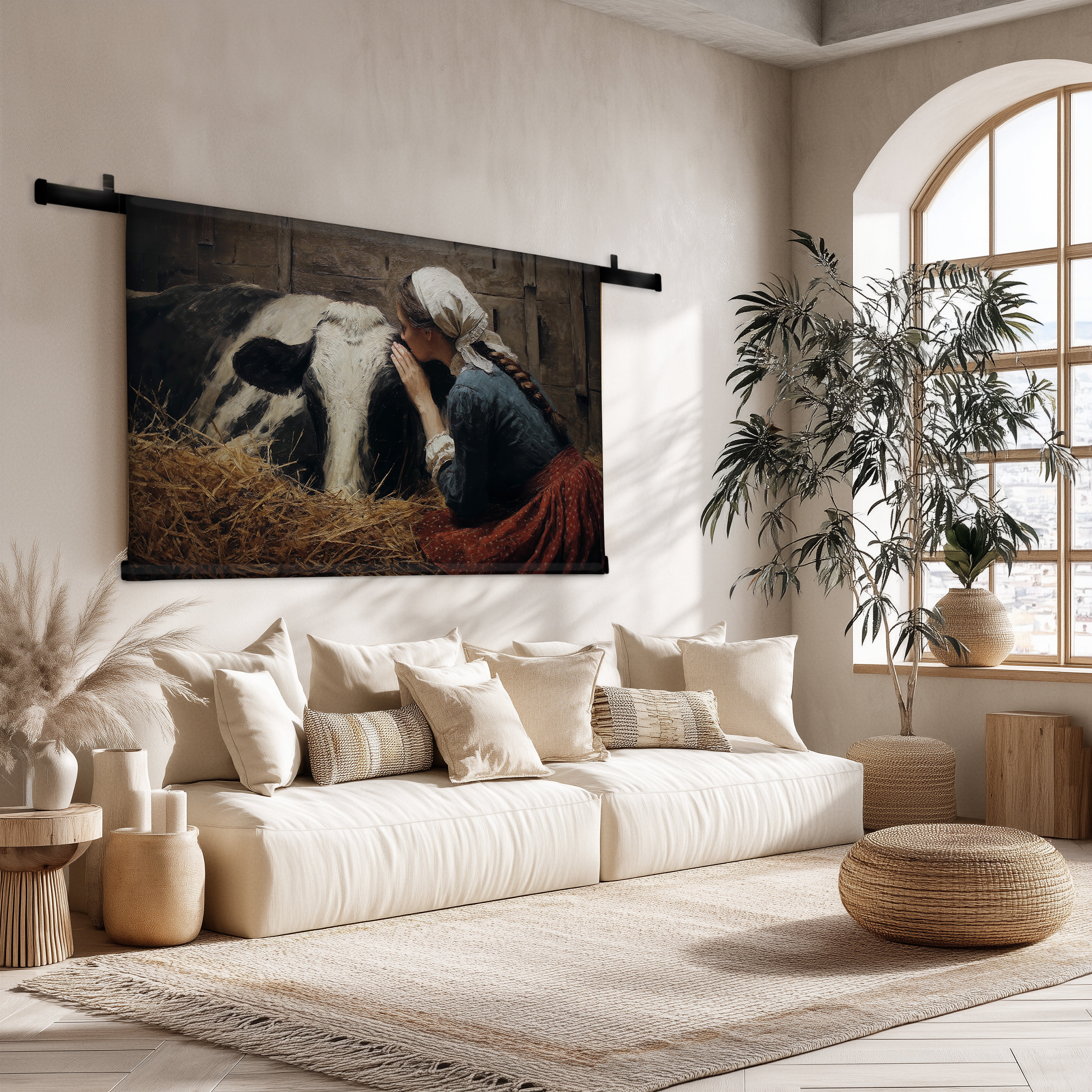 Meisje en de koe · Wandkleed