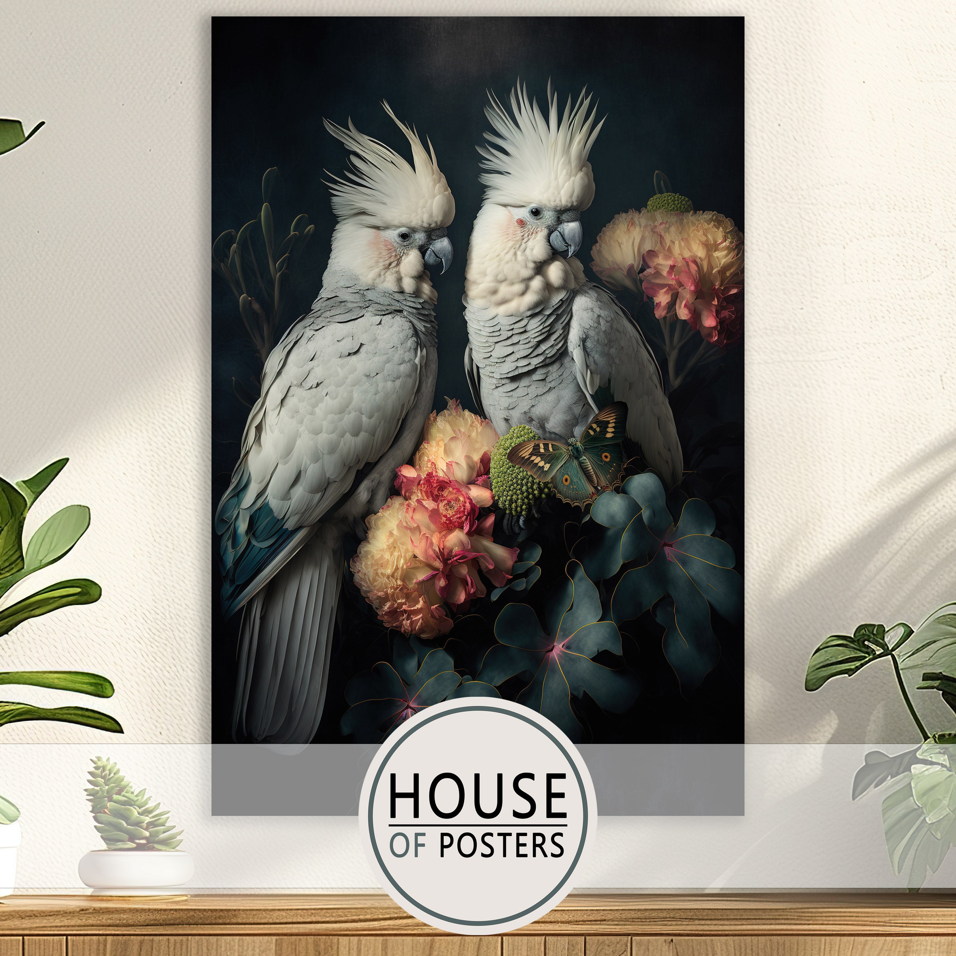 poster vogels met bloemen