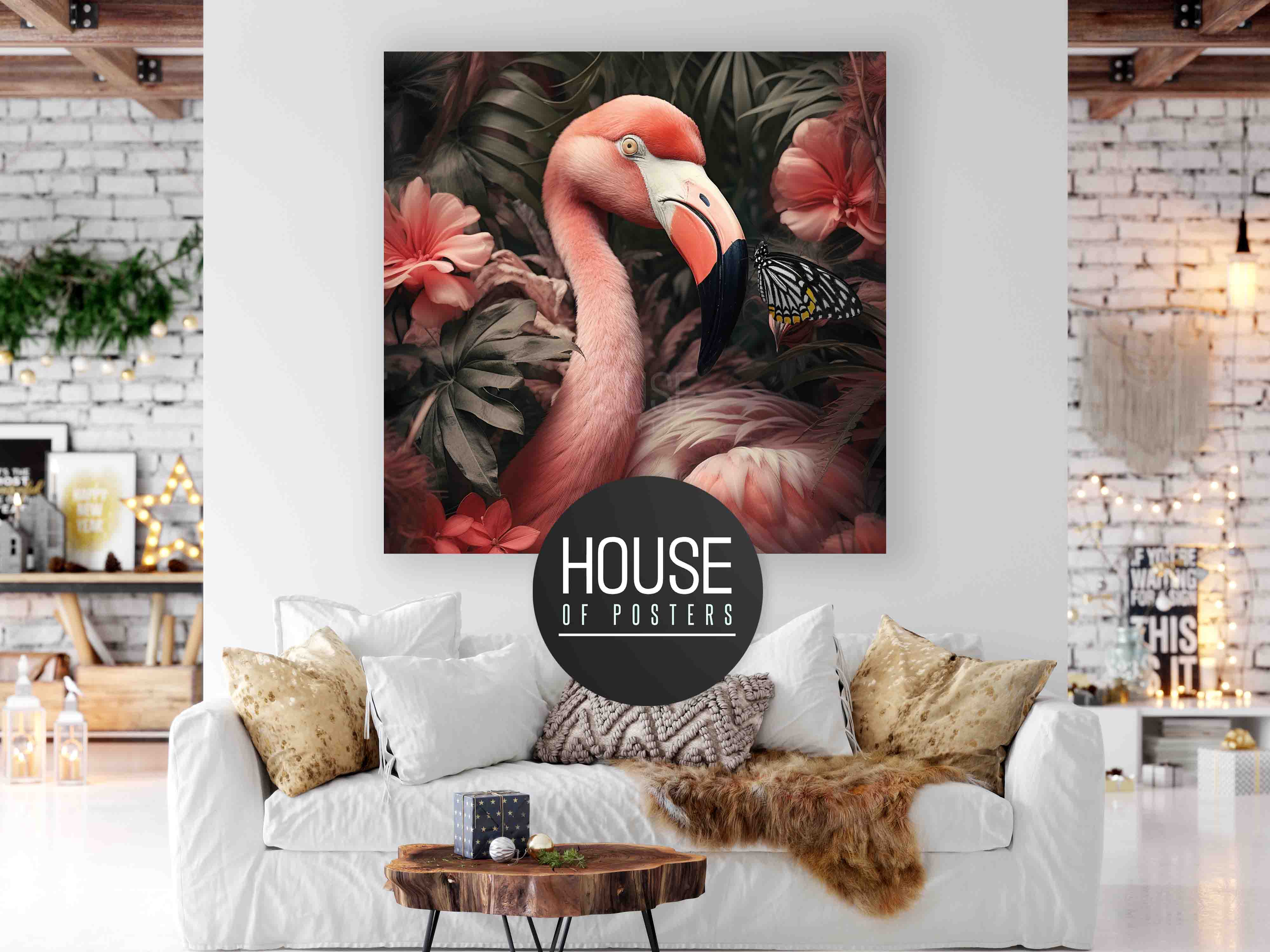 Flamingo poster vierkant