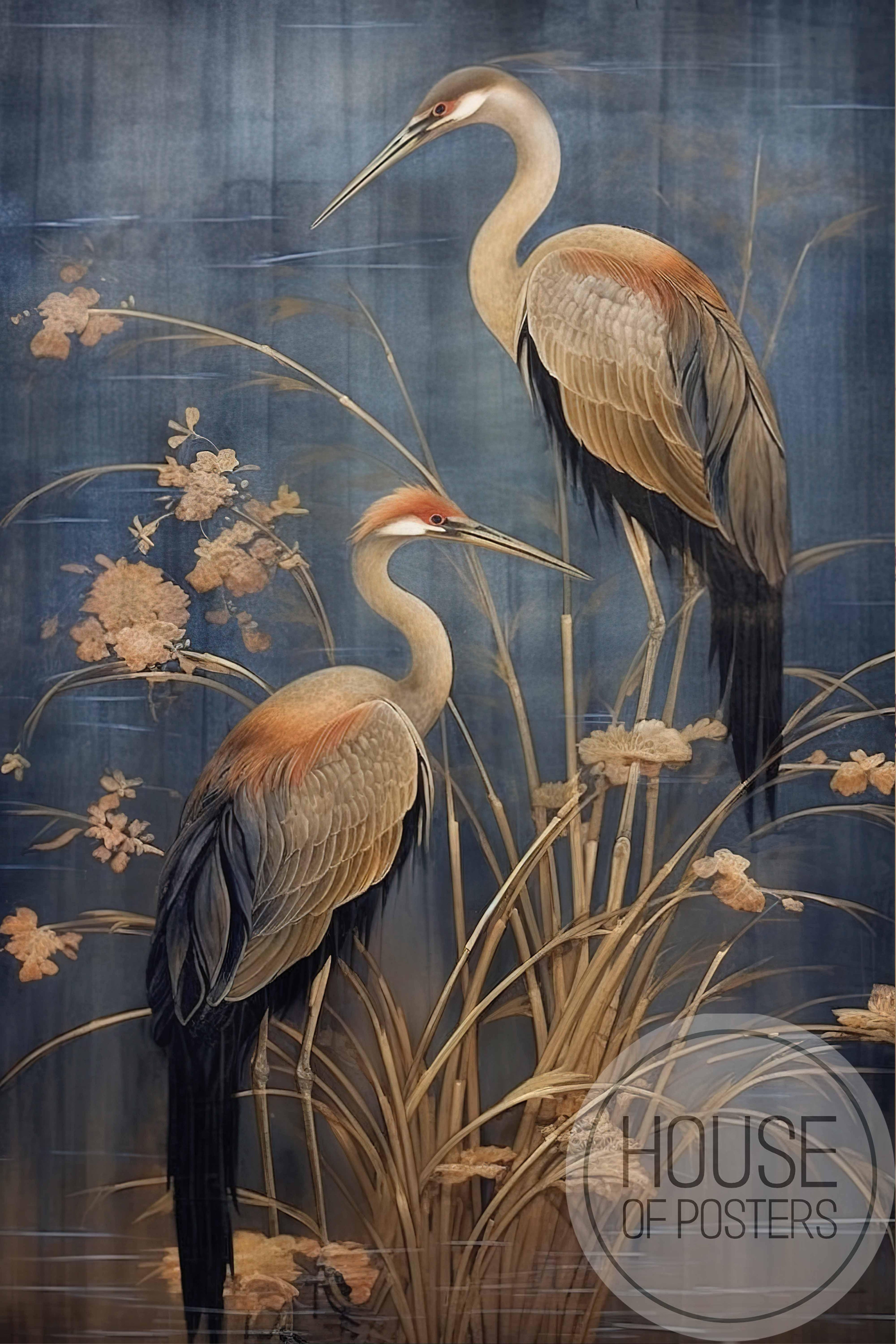 Wandkleed kraanvogels