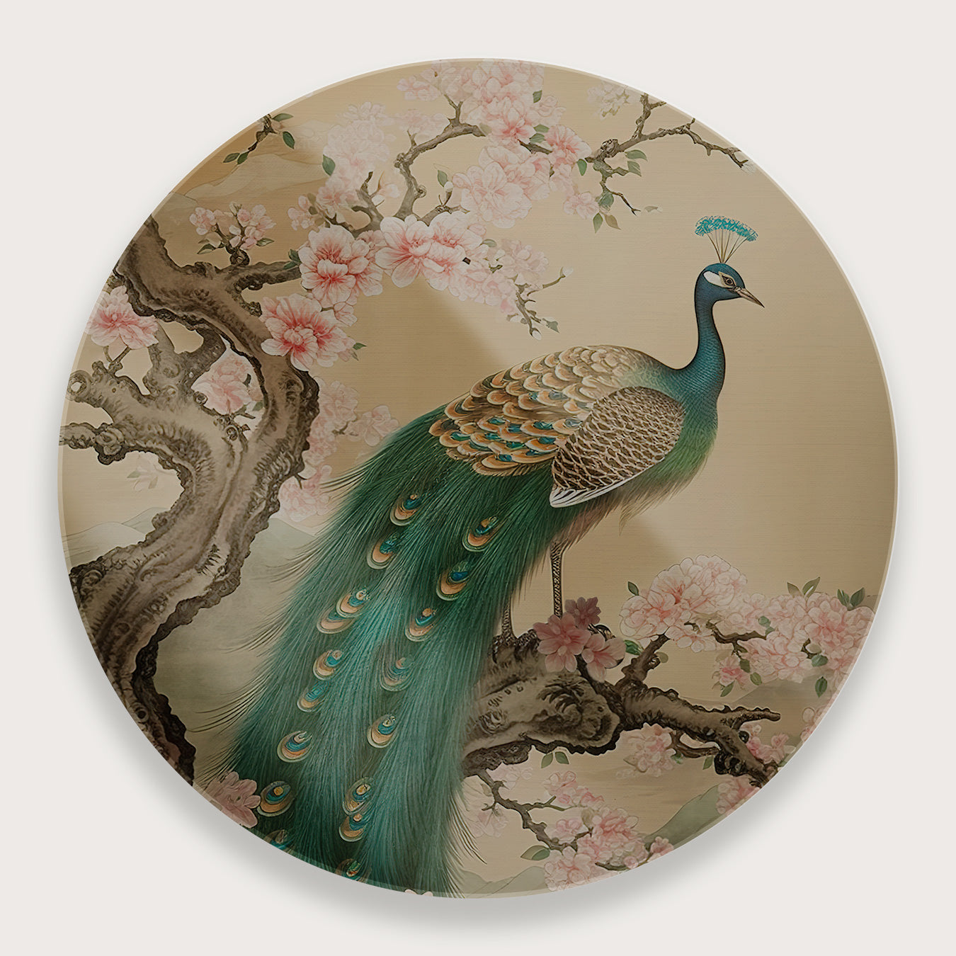 Aziatisch Pauw 2 · Plexiglas-Muurcirkel-House of Posters-House of Posters