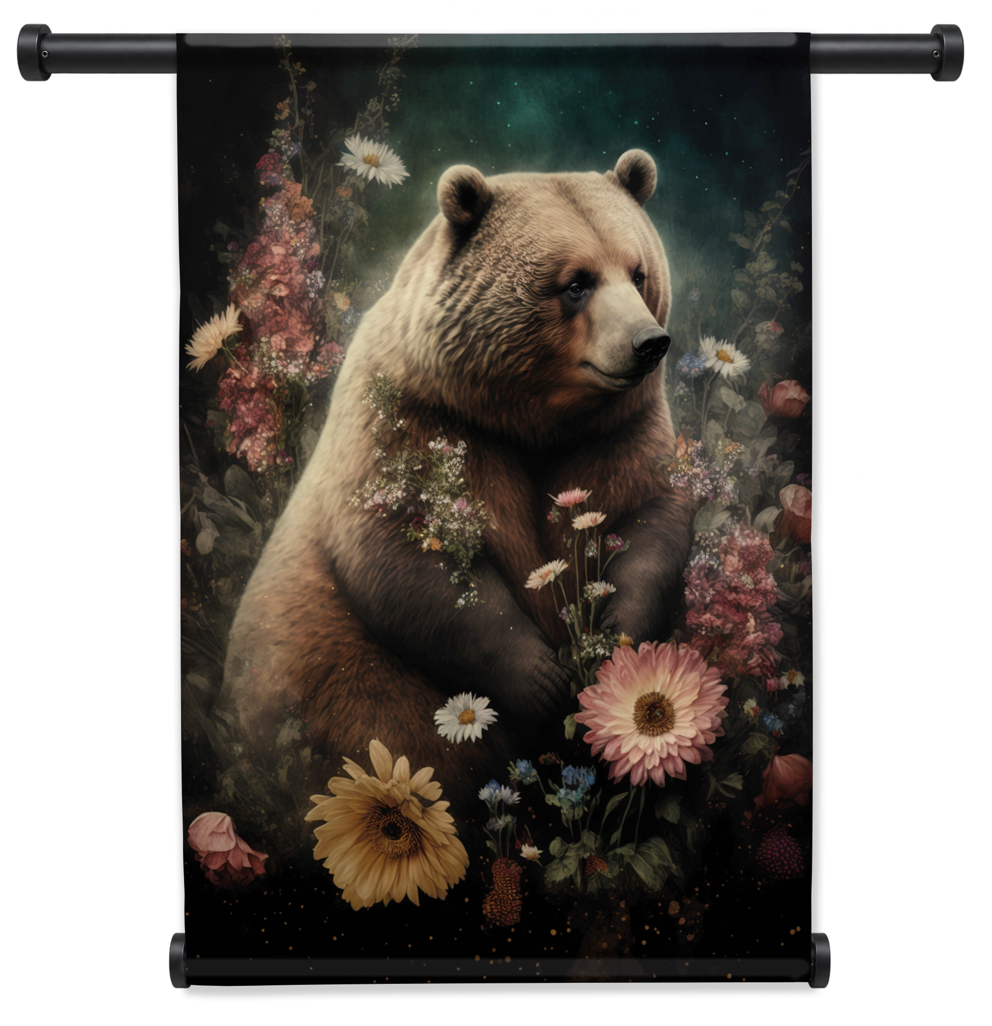 Bear wandkleed staand met zwarte roedes