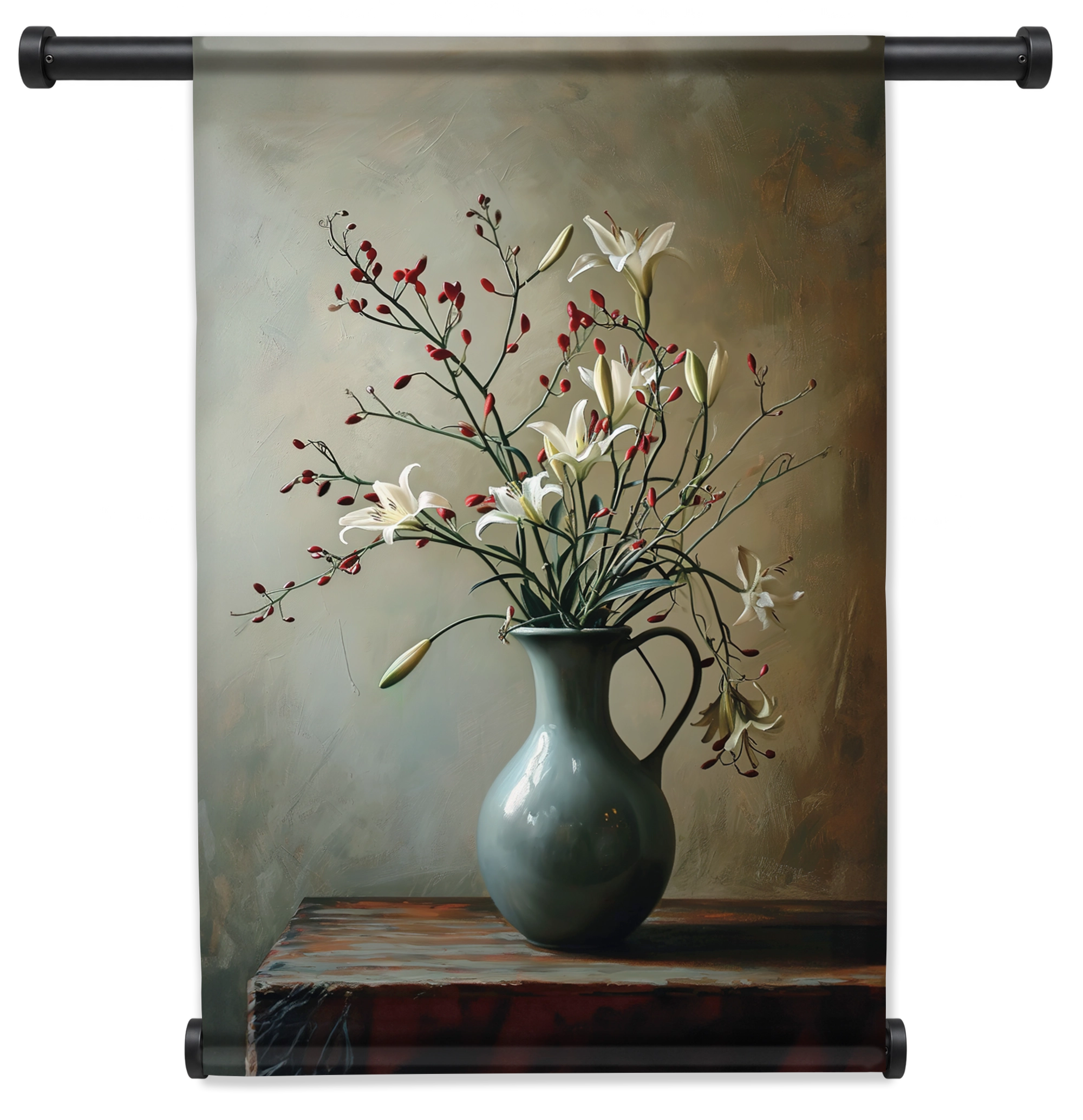 Bloemen 13 wandkleed staand met zwarte roedes