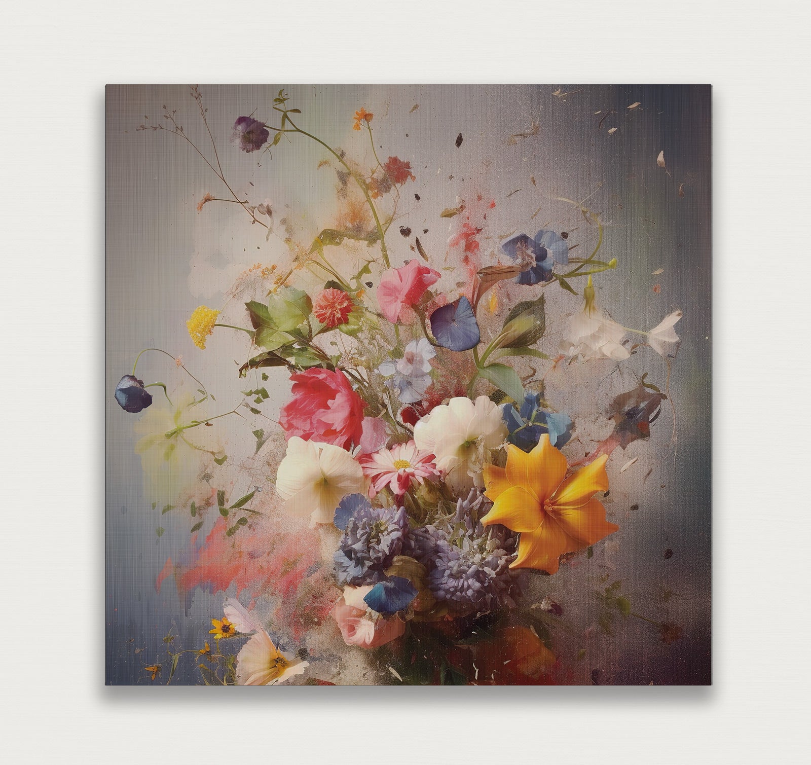 Bloemen explosie · Aluminium-Poster vierkant-House of Posters-House of Posters