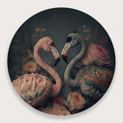 Bloemen Flamingo's · Muurcirkel-Muurcirkel-House of Posters-House of Posters