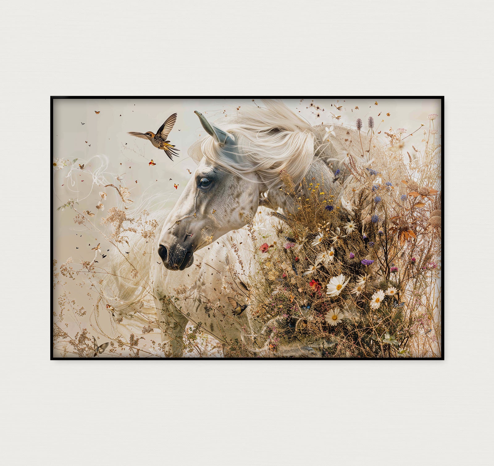 Bloemen paard · Artframe-Poster liggend-House of Posters-House of Posters