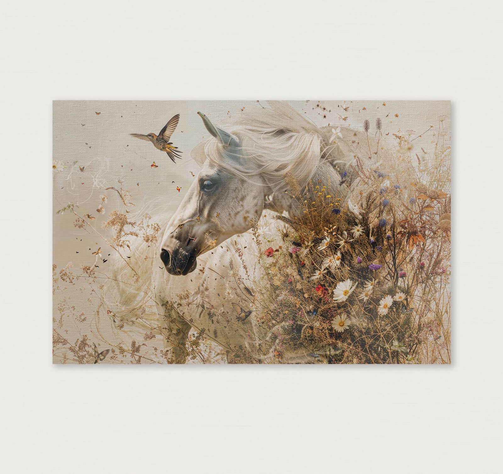 Bloemen paard · Canvas-Poster liggend-House of Posters-House of Posters