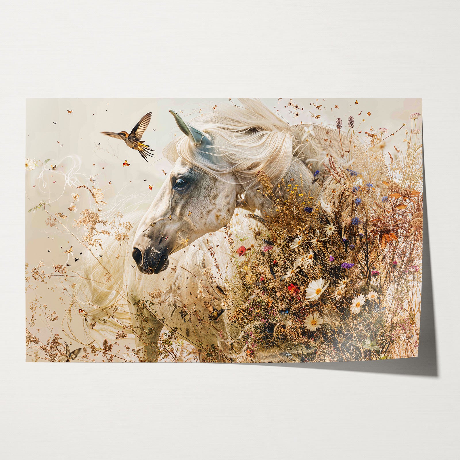 Bloemen paard · Papier-Poster liggend-House of Posters-House of Posters