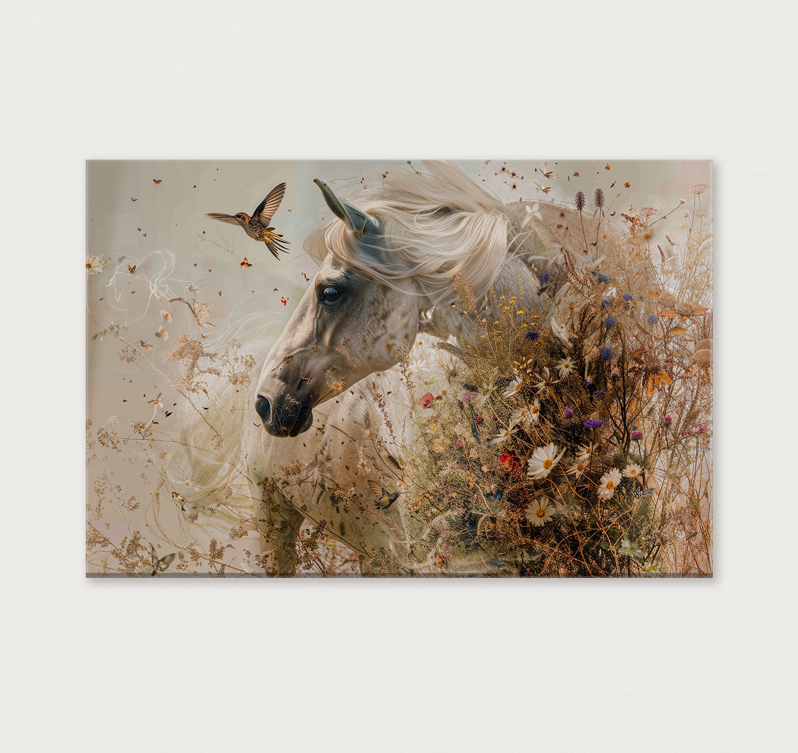 Bloemen paard · Plexiglas-Poster liggend-House of Posters-House of Posters