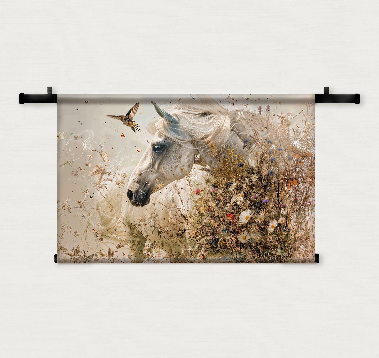 Bloemen paard · Wandkleed-Wandkleed-House of Posters-House of Posters