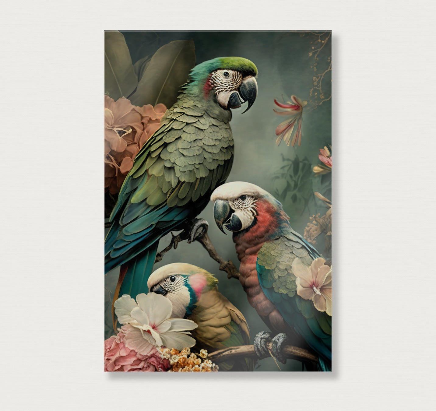 Bloemen Papegaaien 3 · Plexiglas-Poster staand-House of Posters-House of Posters
