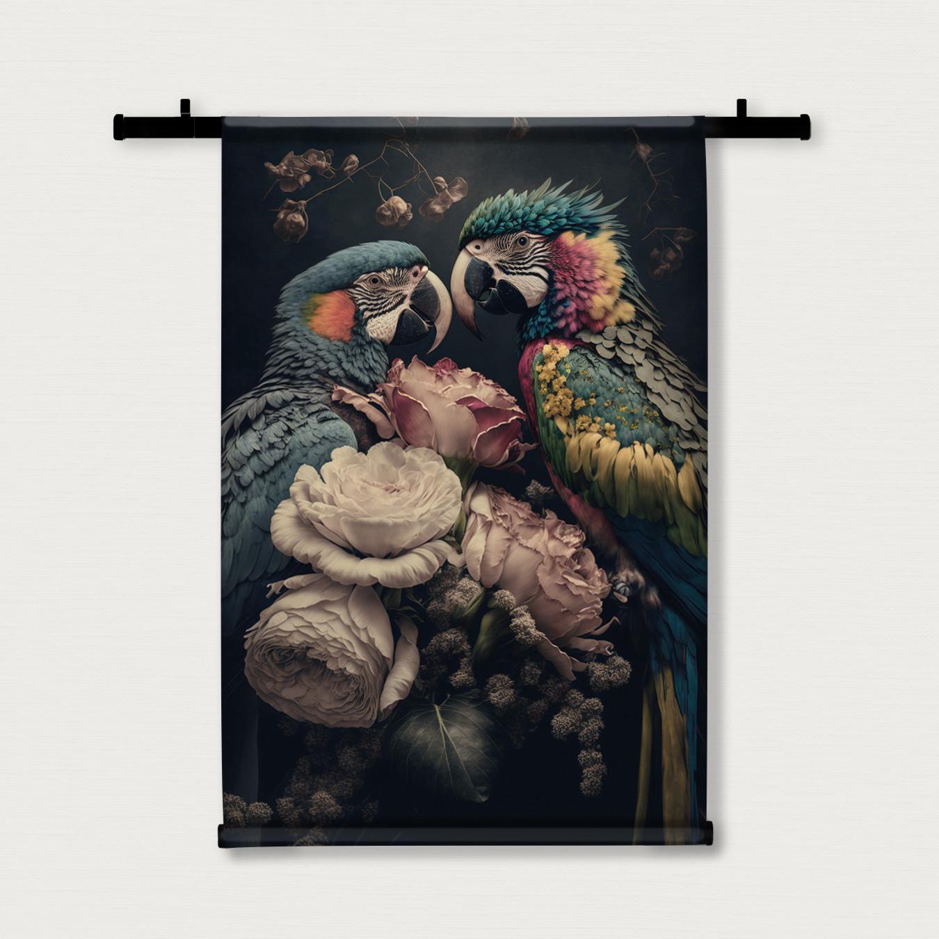 Bloemen Papegaaien · Wandkleed-Wandkleed-House of Posters-House of Posters
