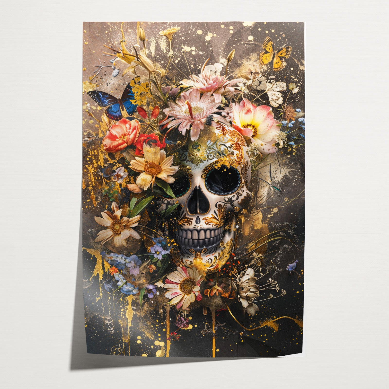 Bloemen schedel · Papier-Poster staand-House of Posters-House of Posters