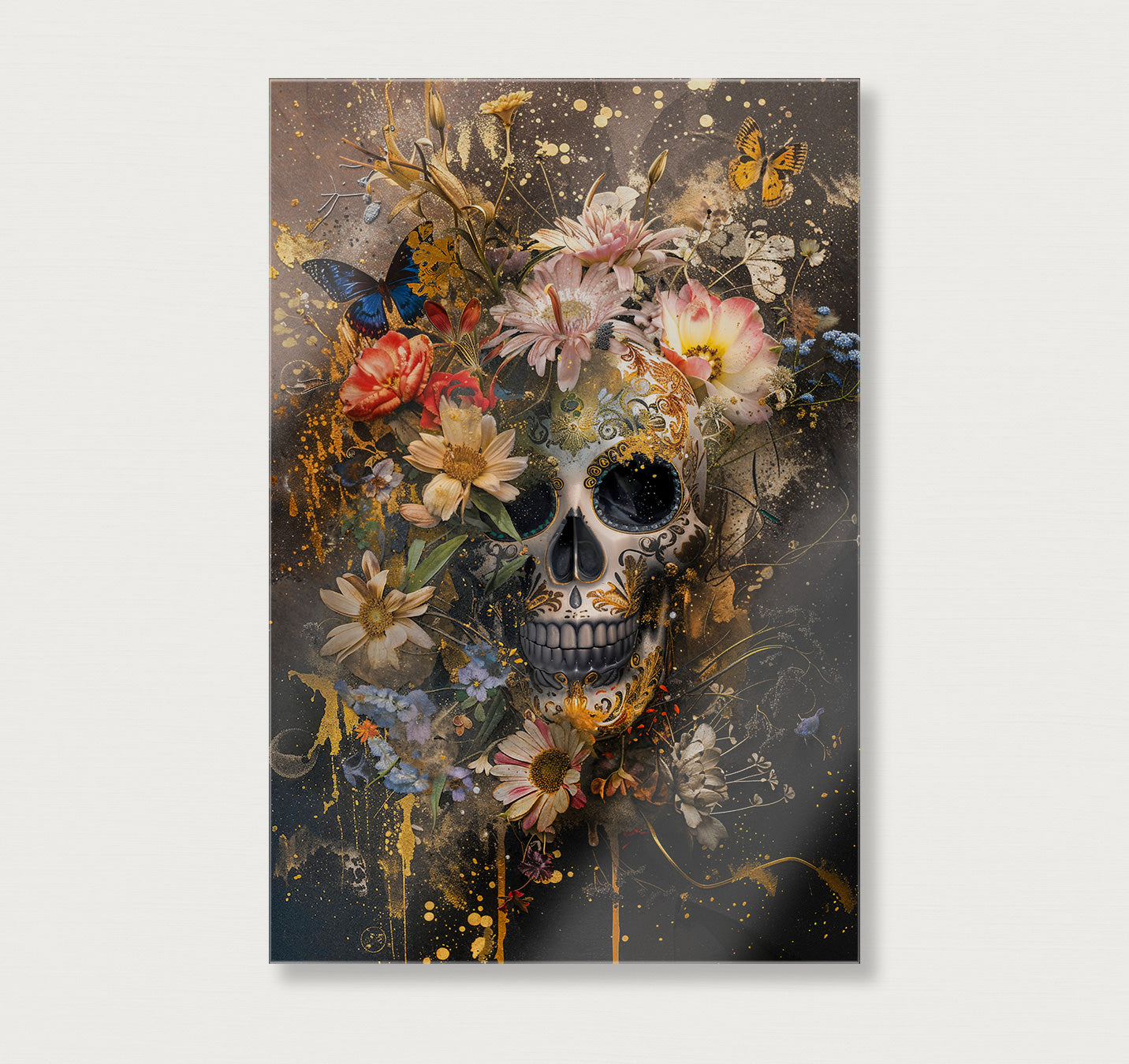 Bloemen schedel · Plexiglas-Poster staand-House of Posters-House of Posters
