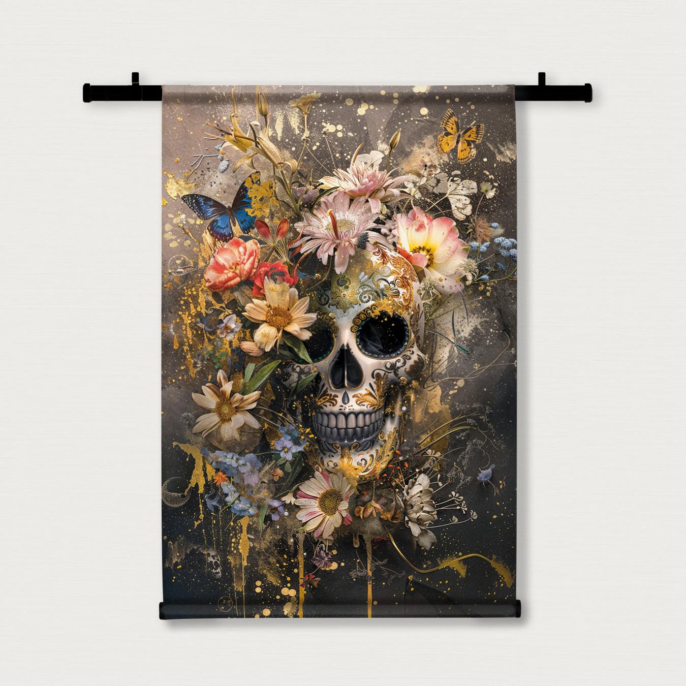 Bloemen schedel · Wandkleed-Wandkleed-House of Posters-House of Posters