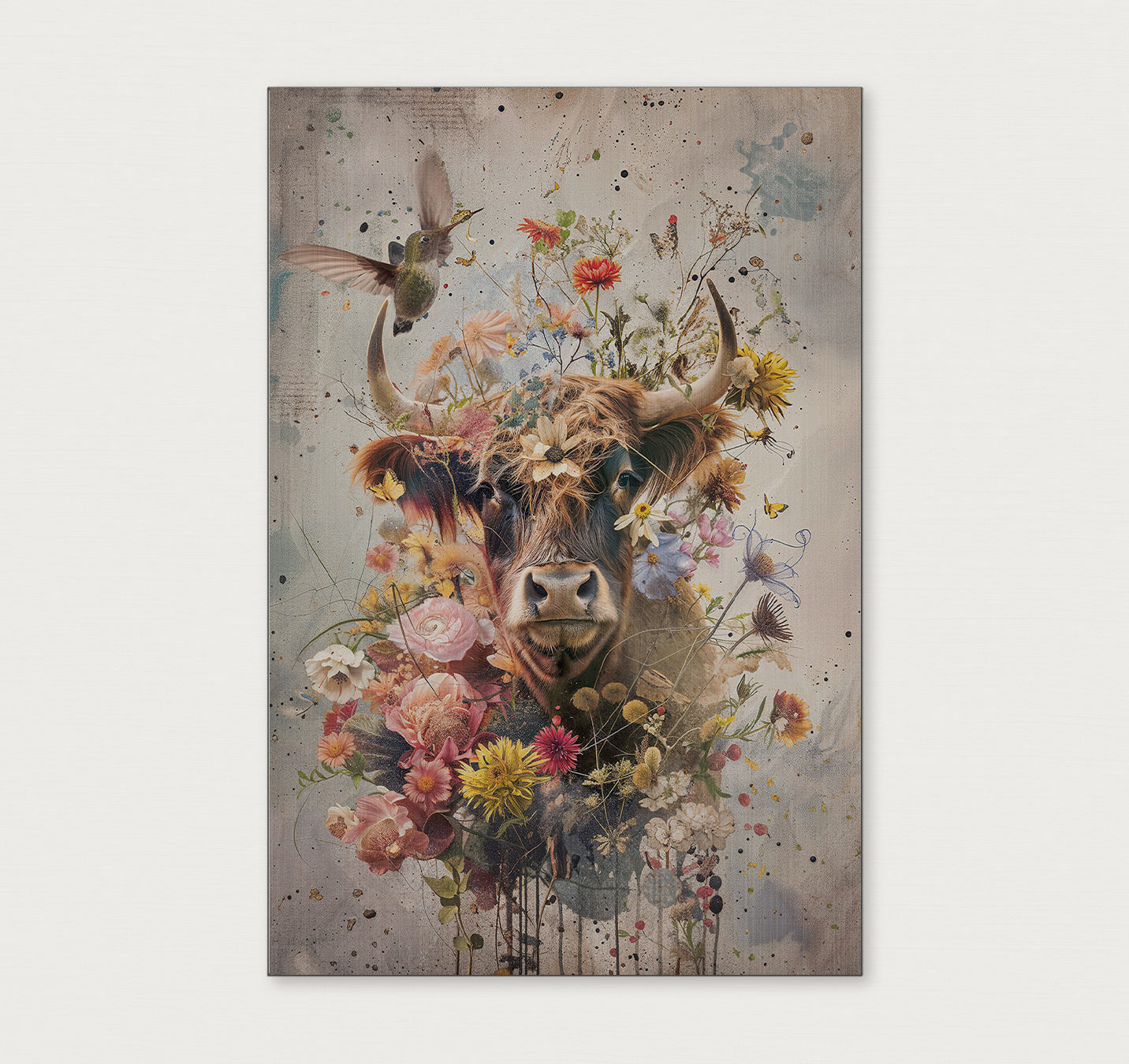 Bloemen Schotse hooglander-Poster staand-House of Posters-House of Posters