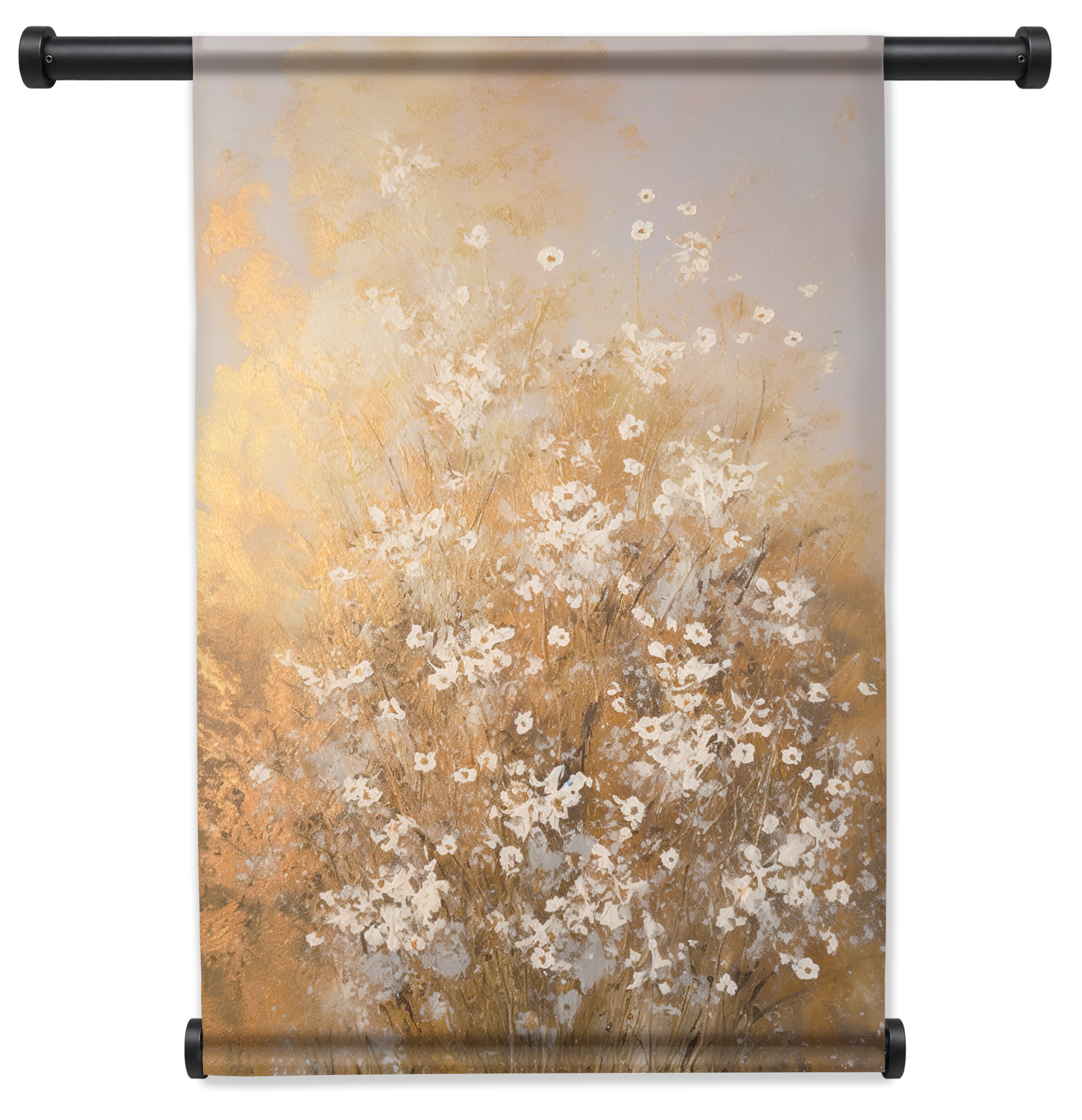 Bloemen spetters 2 wandkleed staand met zwarte roedes