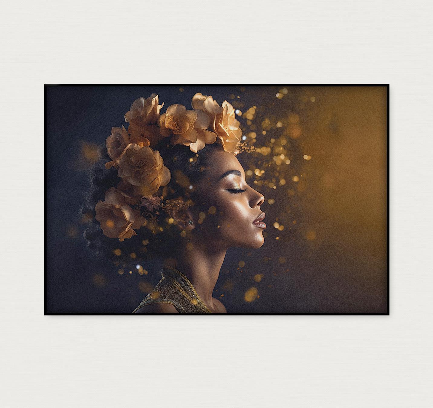 Bloemen Vrouw 4 · Akoestisch paneel-Poster liggend-House of Posters-House of Posters