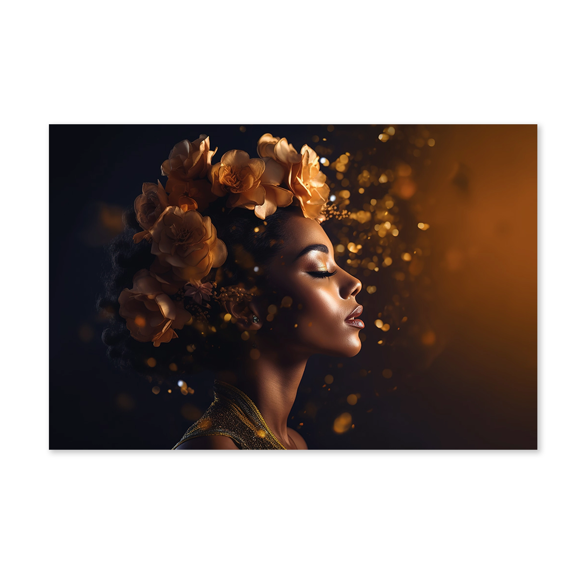 Bloemen Vrouw 4 als liggende wanddecoratie